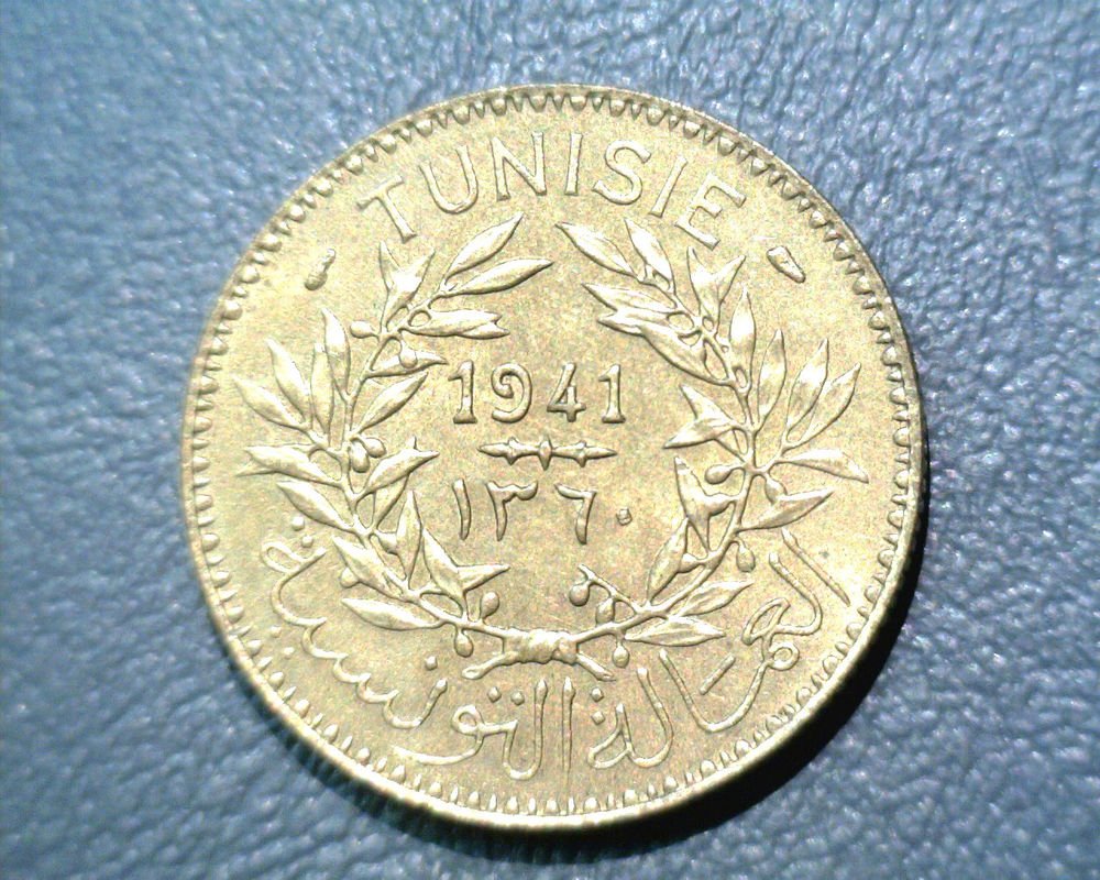 1941 Tunisia 2 francs KM#248 Tunisie Bon Pour 2 Fr. AH 1360 Token Coinage