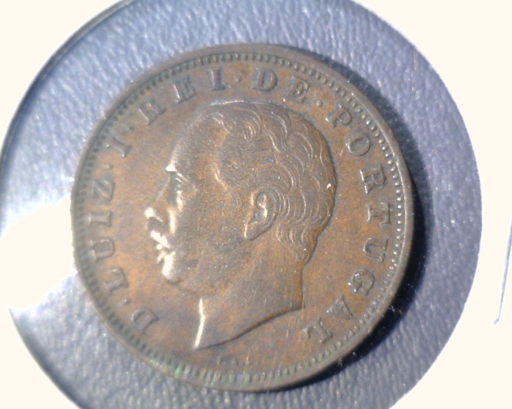1883 Portugal 20 Reis Coin KM#527 King Luiz Olive Branches