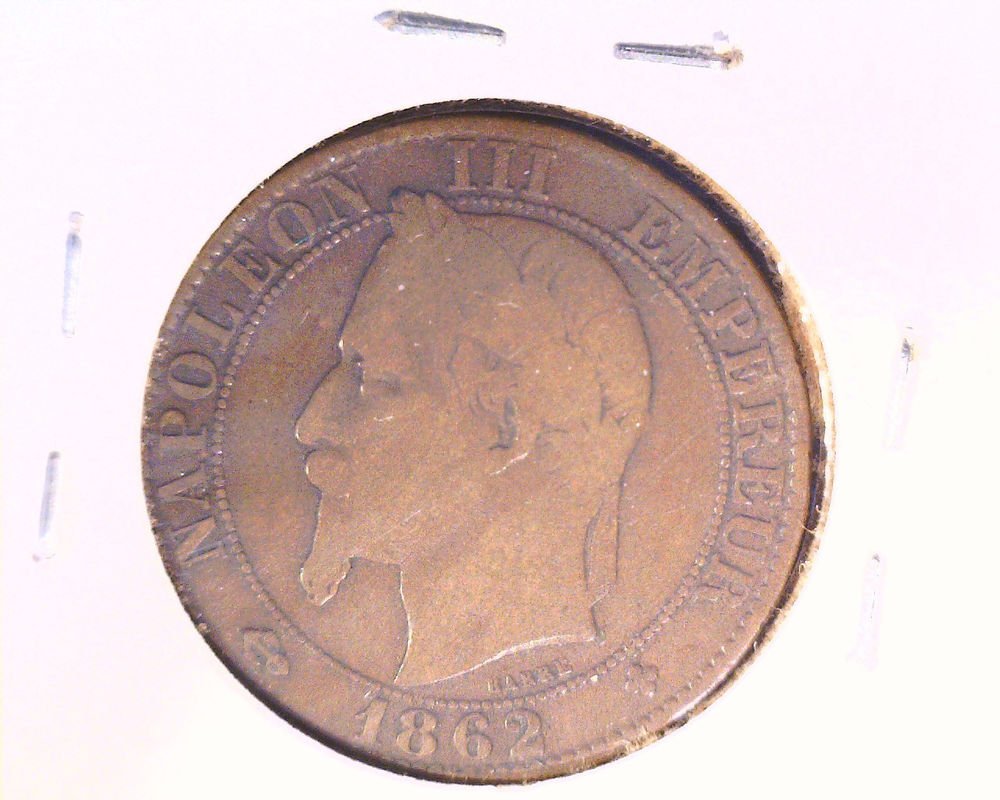 1862 BB France 5 centimes coin KM#797.2