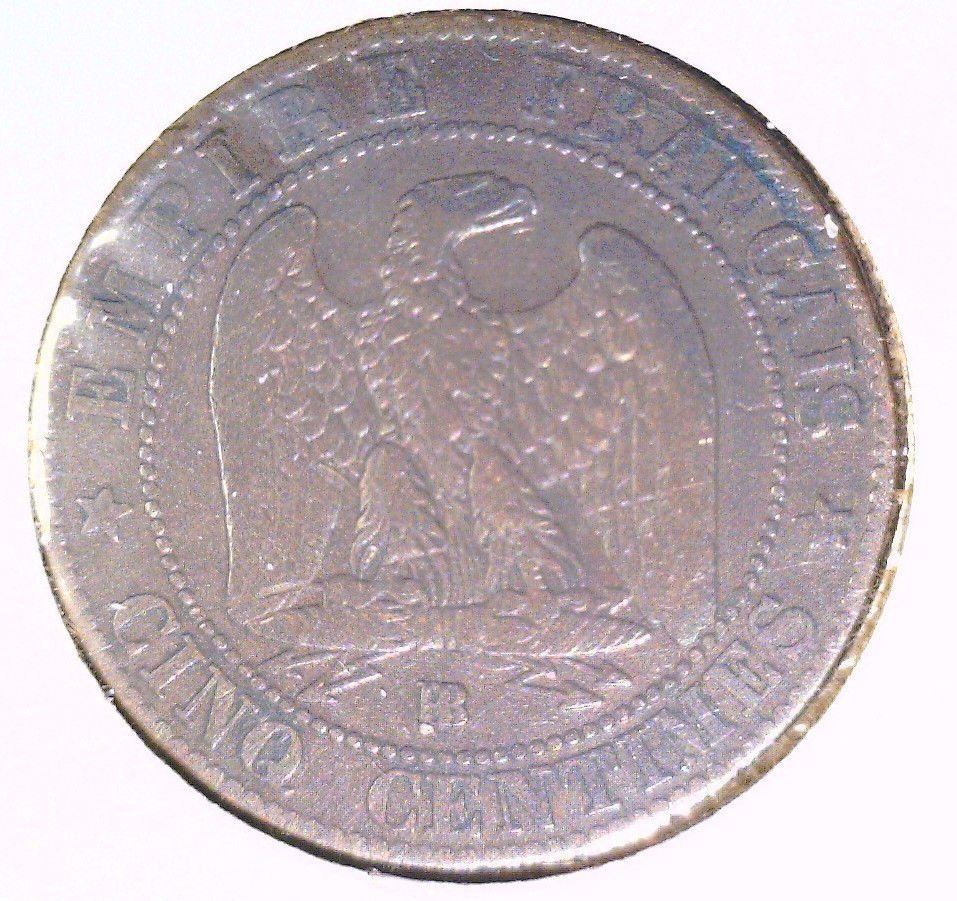 1856 BB France 5 centimes coin KM#777.3