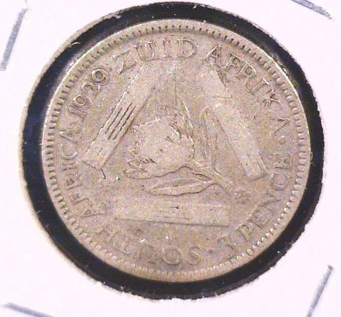 South Africa 1929 Silver 3 Pence Coin KM#15.1 .0363 ASW