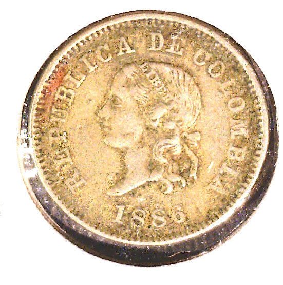 1886 Colombia 5 centavos coin KM#183.2