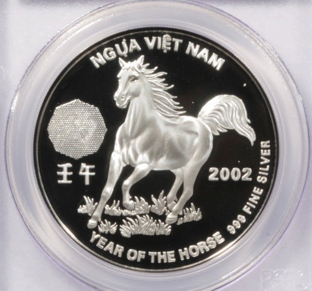 2002 Vietnam 10,000 Dong Silver Proof Coin PCGS PR69DCAM Year of the Horse