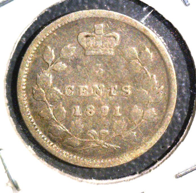 1891 Canada Silver 5 cent coin KM#2 .0346 ASW
