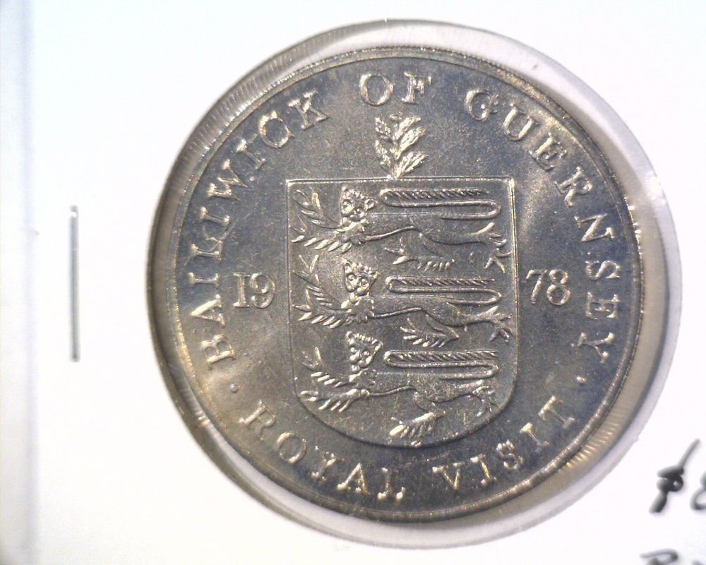 1978 Guernsey 25 pence / crown coin BU KM#32 Royal Visit