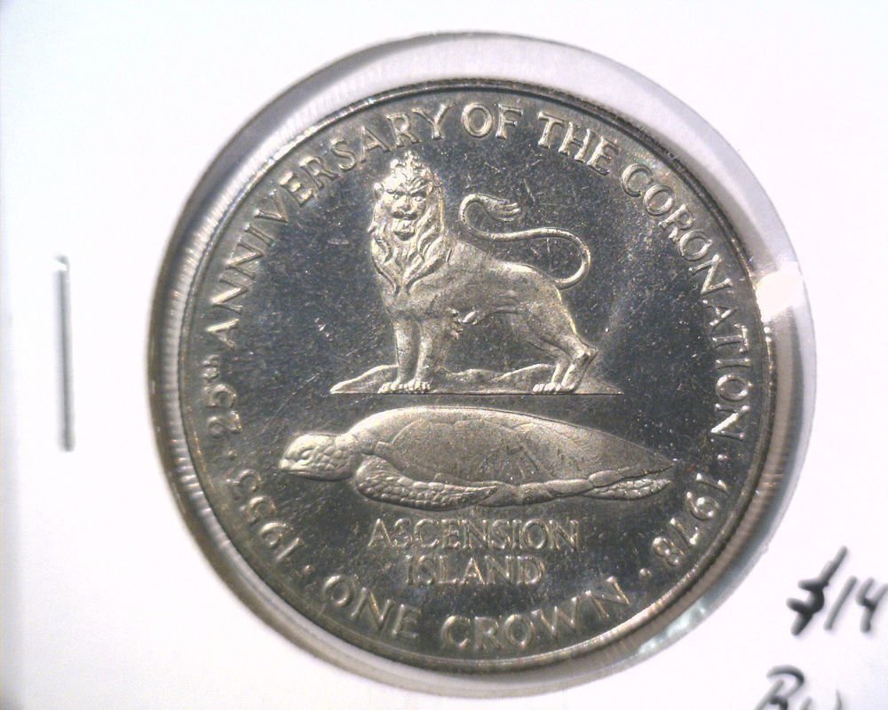 1978 Ascension Island BU 25 pence / crown coin 25th Anniversary of Elizabeth II