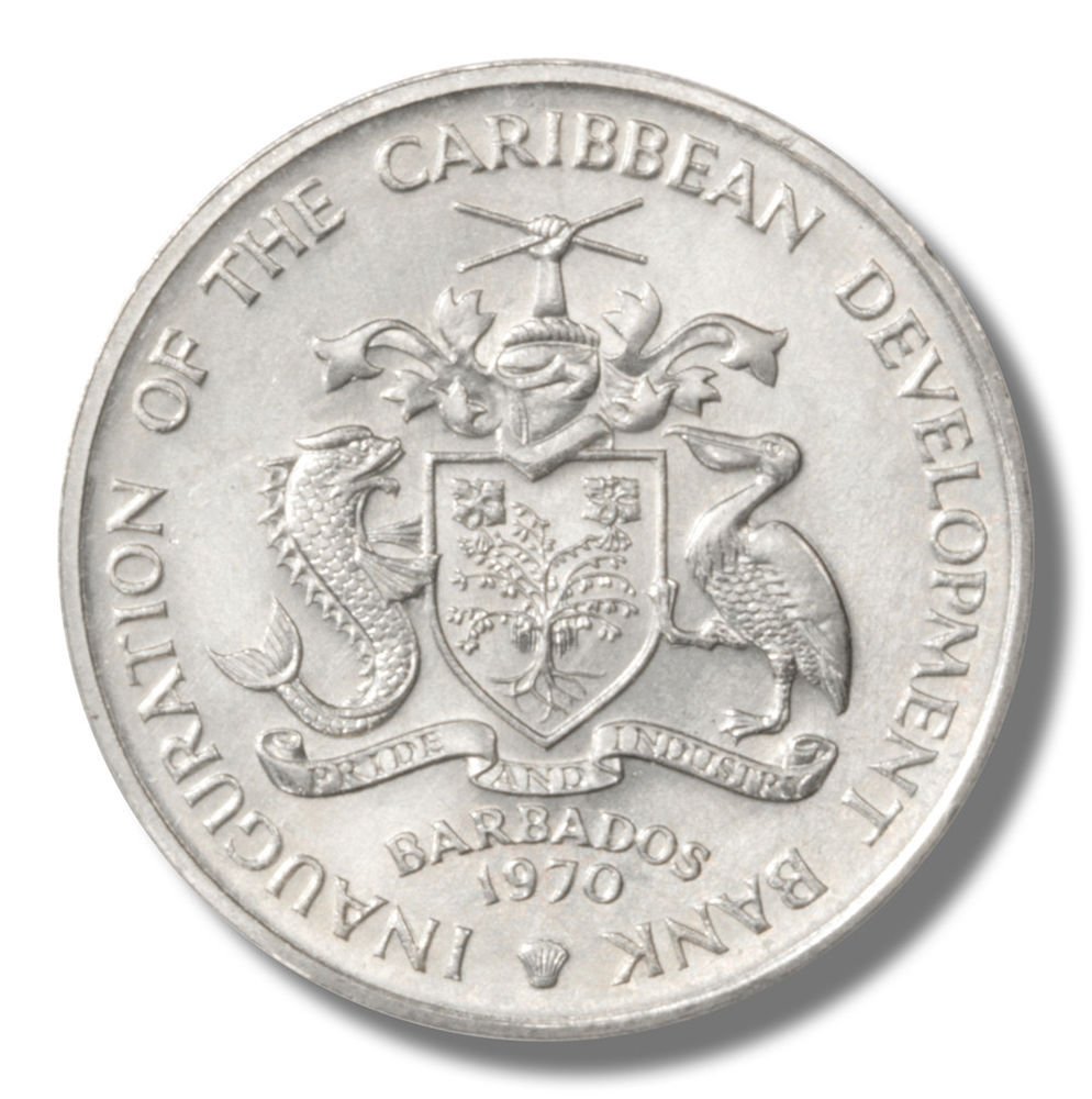 1970 Barbados FAO Four Dollar Coin BU KM#49 "Grow More Food for Mankind"