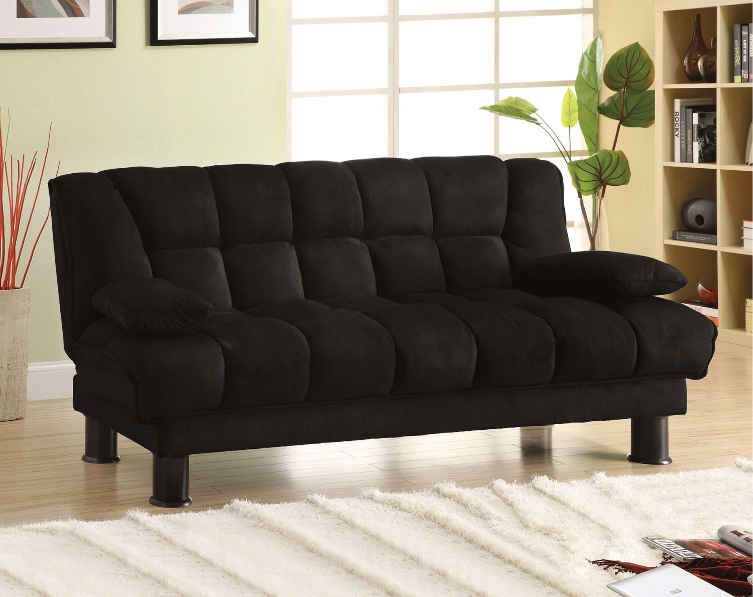 Black "Elephant Skin" Microfiber Futon Sofa/Bed - FREE DELIVERY IN SOUTHERN CALIFORNIA