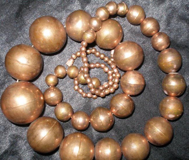Vintage chunky large bead copper long necklace