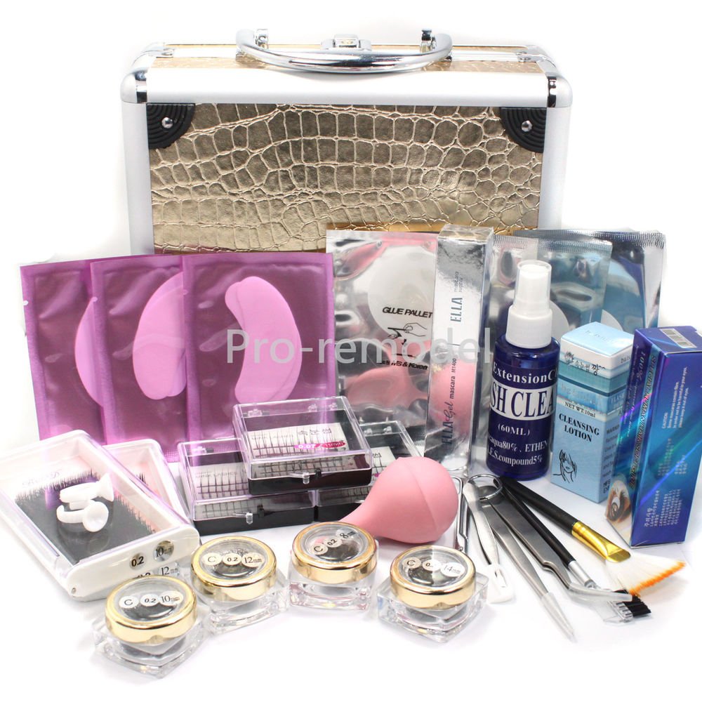 False Mink Eye Lashes Individual Eyelash Extension Glue Removal Tools Kit Case