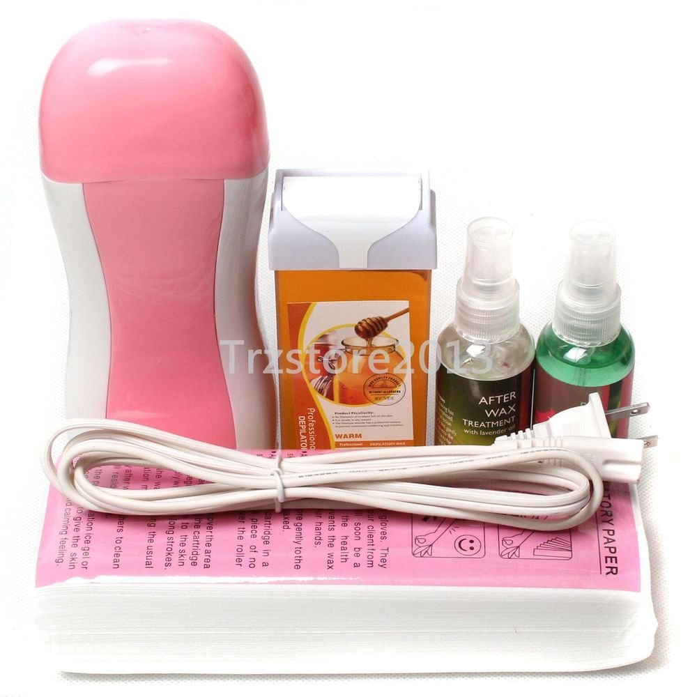 5in1 Hair Removal Roll-On Depilatory Heater Honey Wax Warmer Strips Tools Set