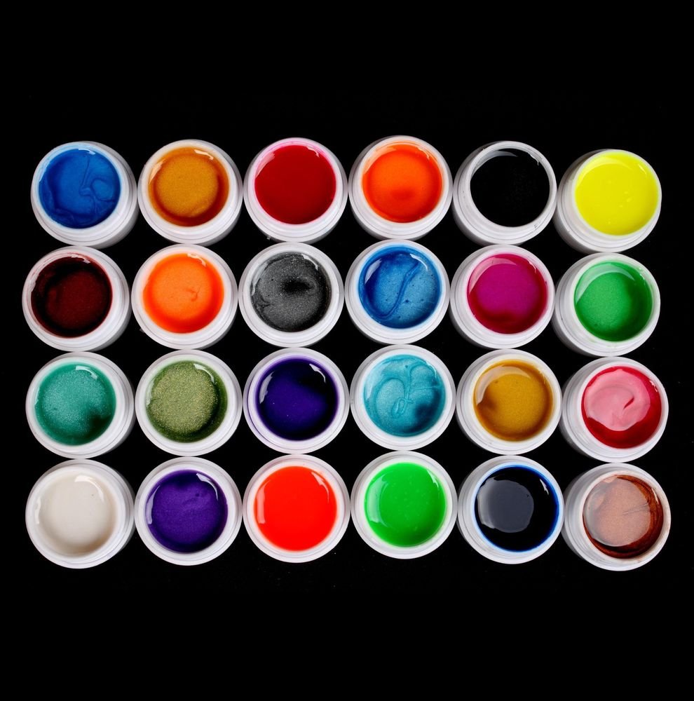 New Professional 24 Color Pearl UV Builder Gel Acrylic Nail Polish Tips Art Set