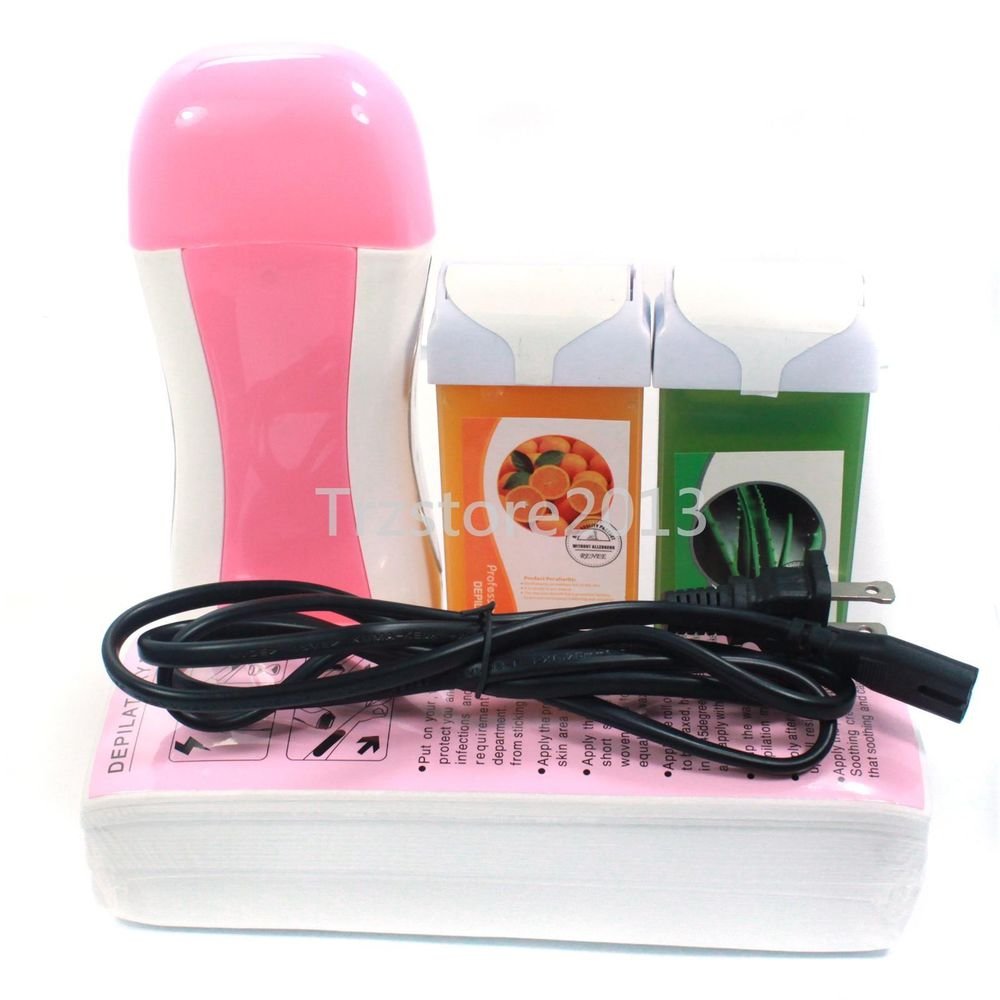 Hair Removal Roll On Depilatory Heater Wax Carriage Warmer Paper Strips Tool Kit