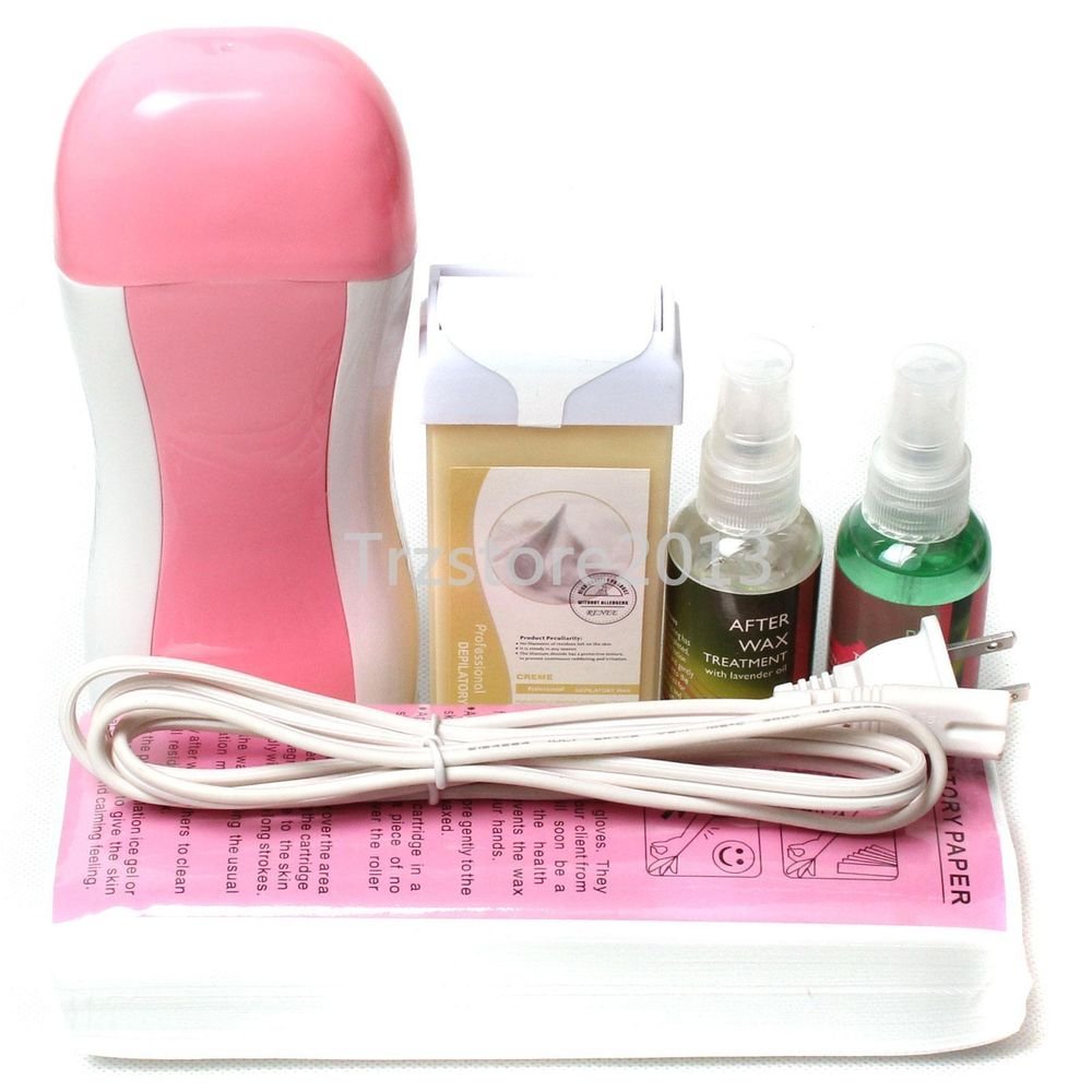5in1 Hair Removal Roll-On Depilatory Heater Wax Waxing Treatment Spray Set Creme