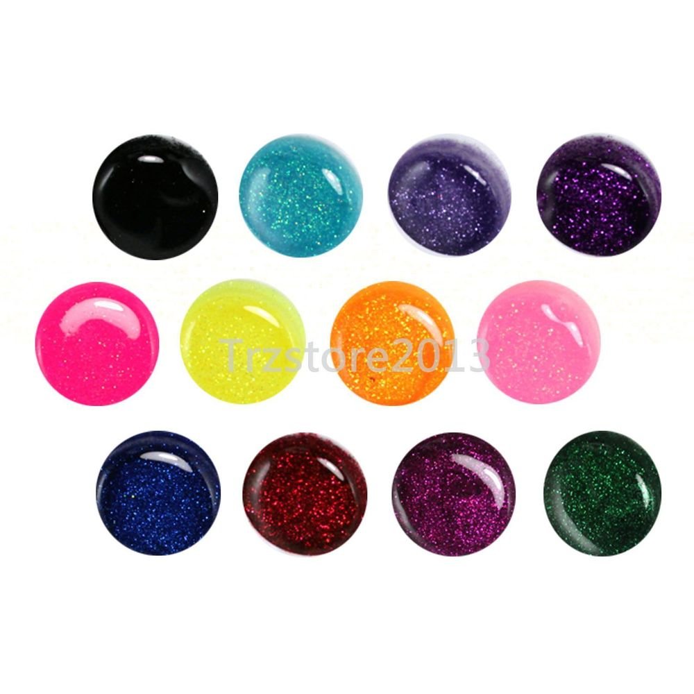 New Arrived 12 Mixed Color Glitter UV Gel Builder French Tips Nail Art Tools Kit
