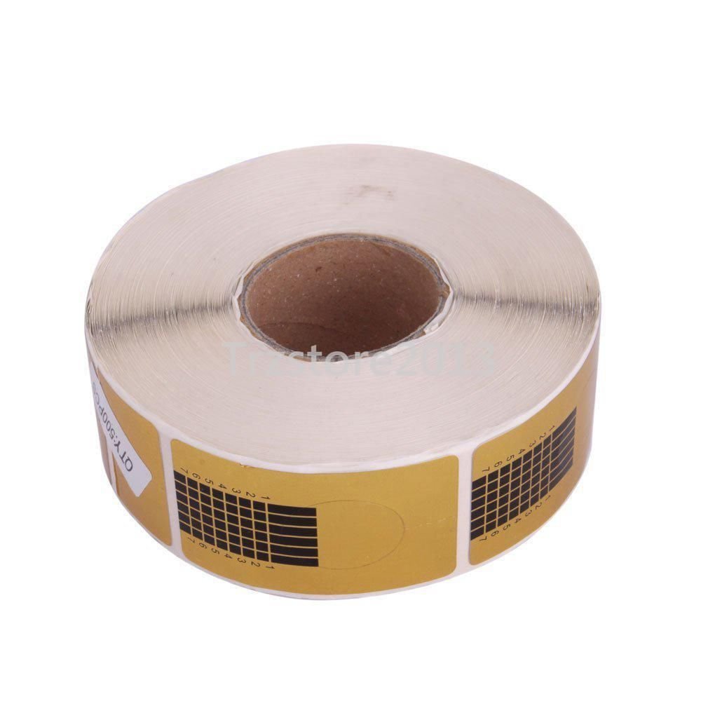 500 Golden Nail Art Guide Forms Roll for Acrylic UV Gel Nail Art Tips Extension