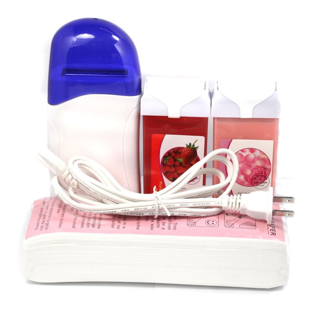 Hair Removal Roll-On Depilatory Heater Wax Paper Waxing Carriage Strips Tool Set