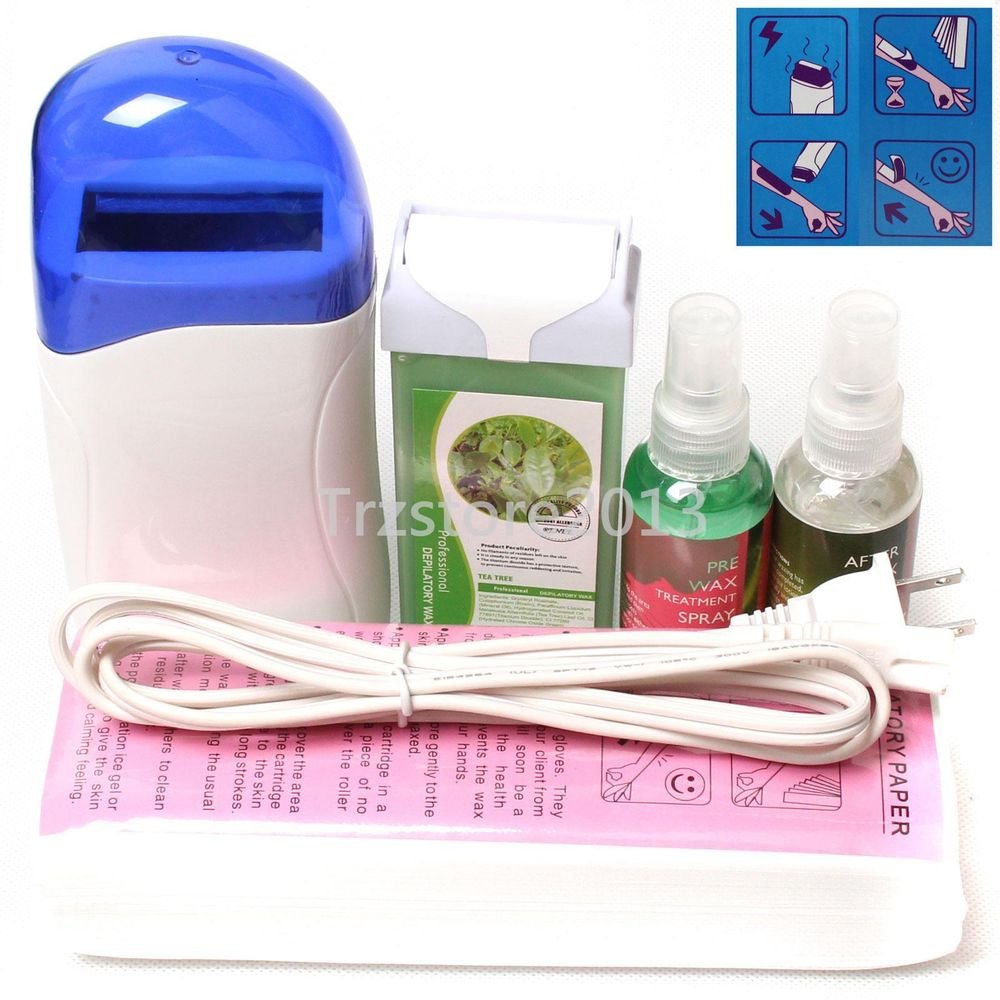 5in1 Hair Removal Roll-On Depilatory Heater Wax Pre Post Waxing Treatment Set