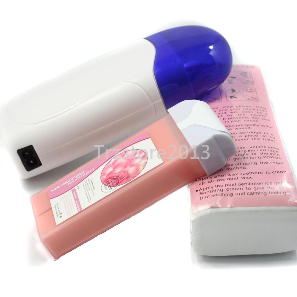3 IN 1 Roll-On Refillable Depilatory Heater Wax Rose Waxing Paper Hair Removal
