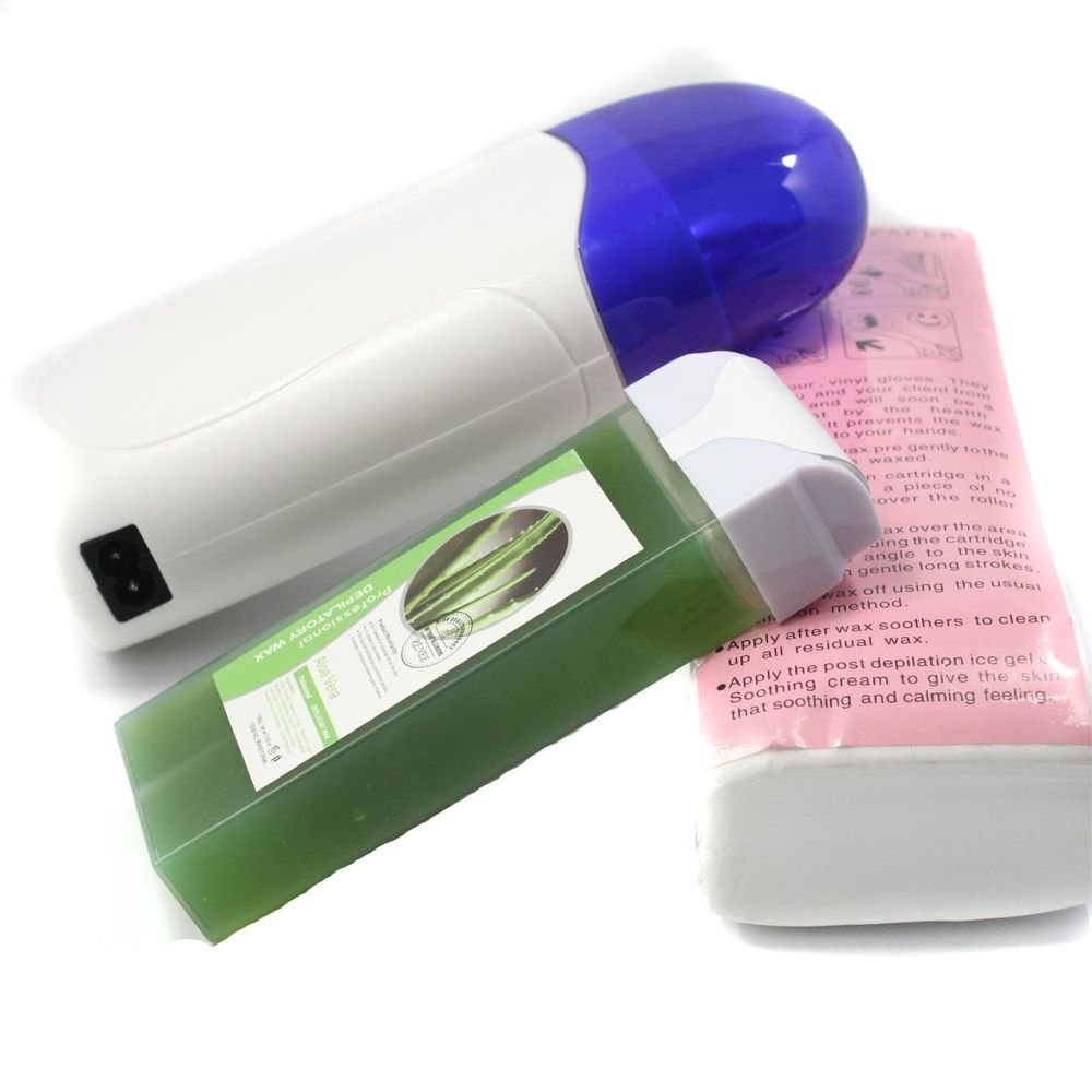 3 in 1 Roll-On Depilatory Heater Aloe Wax Waxing Paper Strips Hair Removal Tools