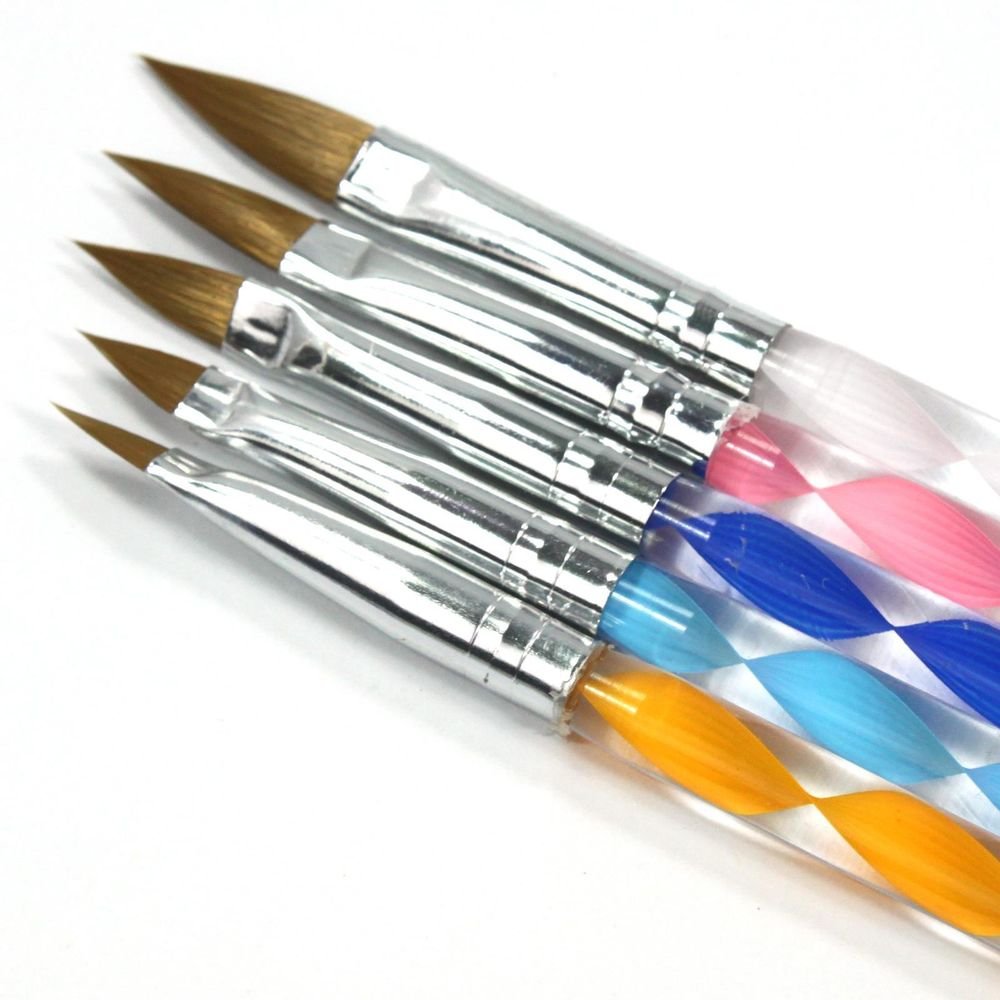 5 X 2-Ways Acrylic Nail Art Brush Cuticle Pusher Drawing Painting Pens Tool Set
