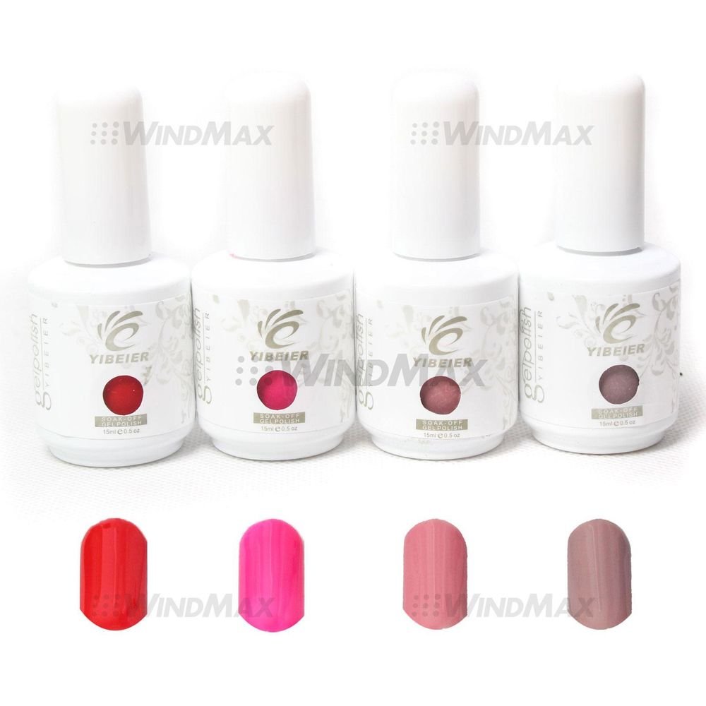 4PCS Pure Solid Color Soak-Off UV Polish Gel Nail Art Decoration Tools 0.5 OZ
