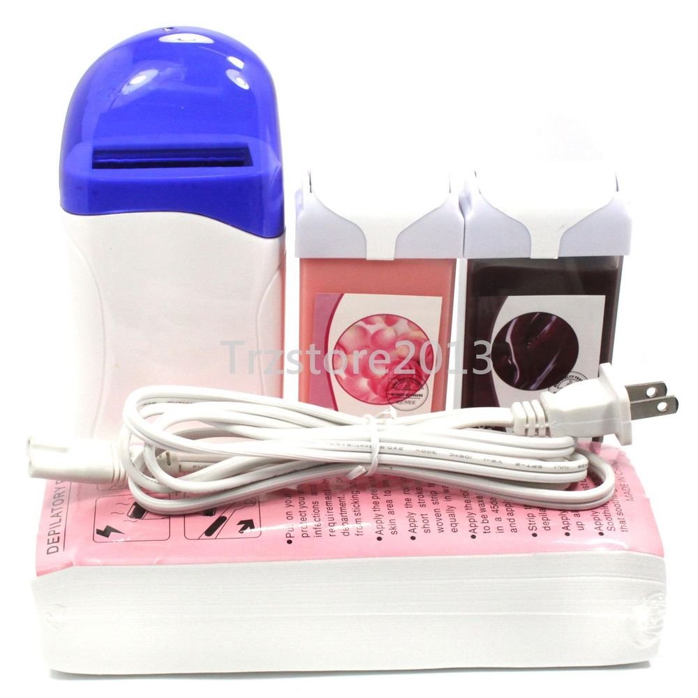4 in 1 Hair Removal Roll-On Refillable Depilatory Heater Wax Waxing Paper Rose