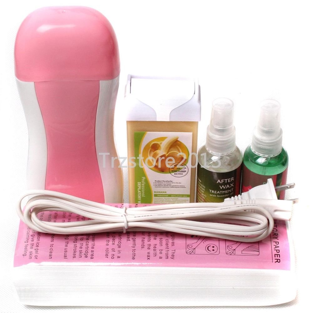 5in1 Hair Removal Roll-On Depilatory Heater Wax Pre Waxing Treatment Spray Set