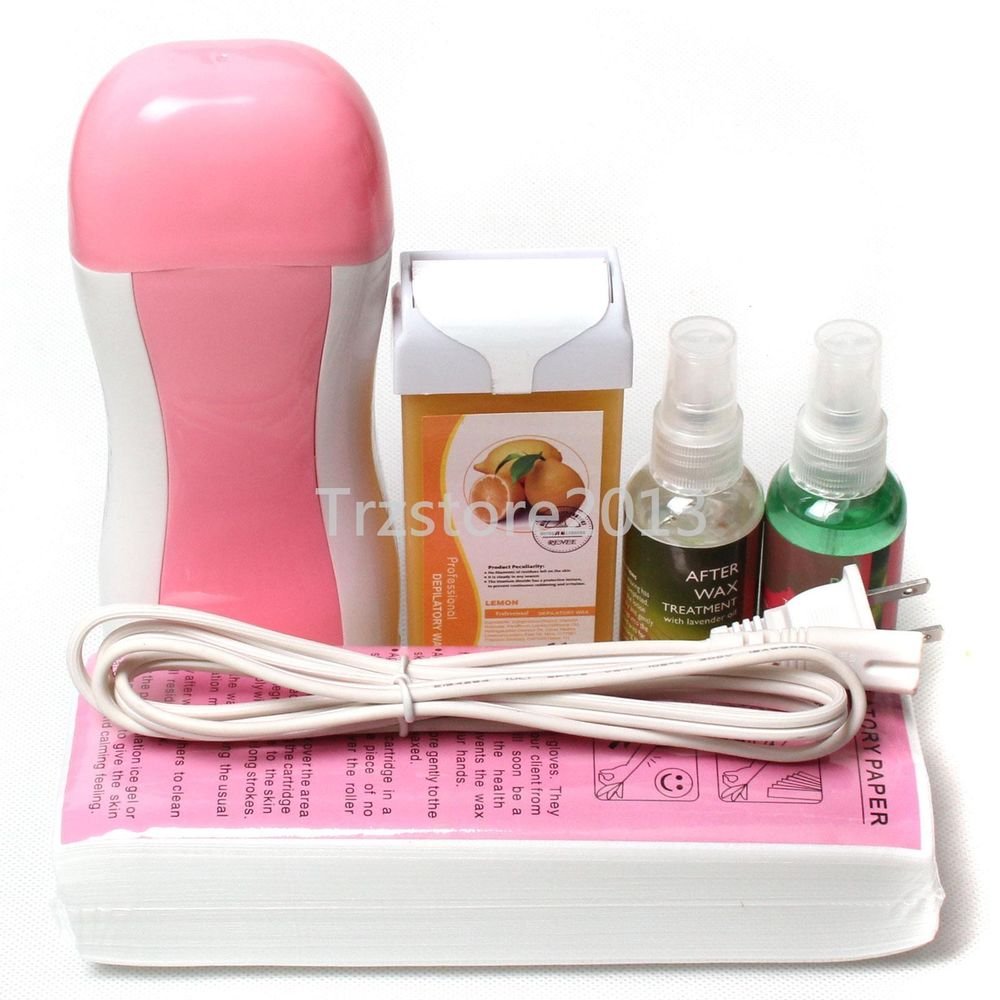 5in1 Hair Removal Roll-On Depilatory Heater Lemon Wax Warmer Strips Tools Kit