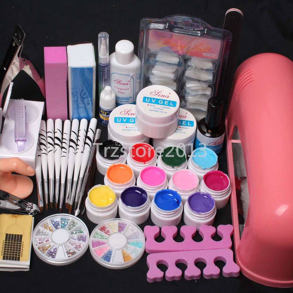 US Seller 9W UV GEL Lamp Dryer 12 Color UV Gel Decoration Nail Art DIY Tool Set