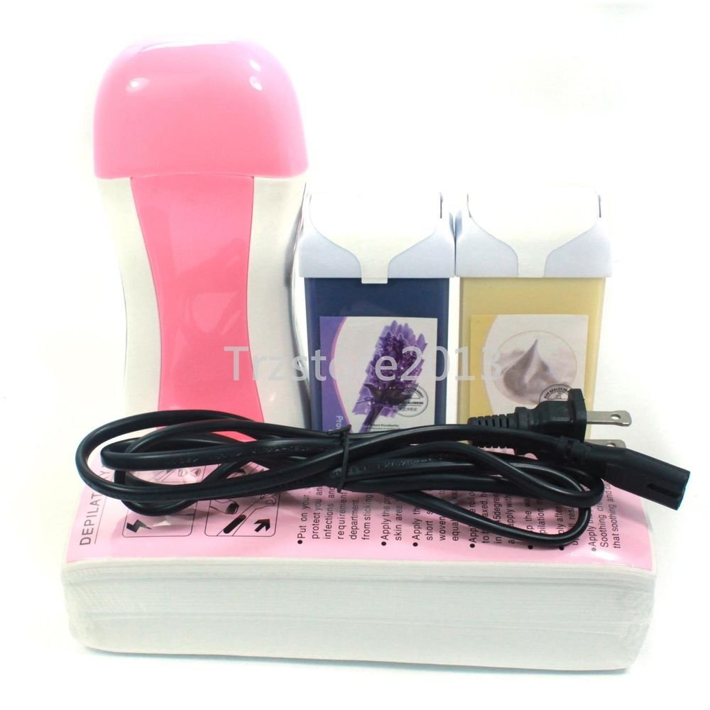 Hair Removal Roll-On Depilatory Heater Wax Carriage Warmer Paper Strips Tool Set