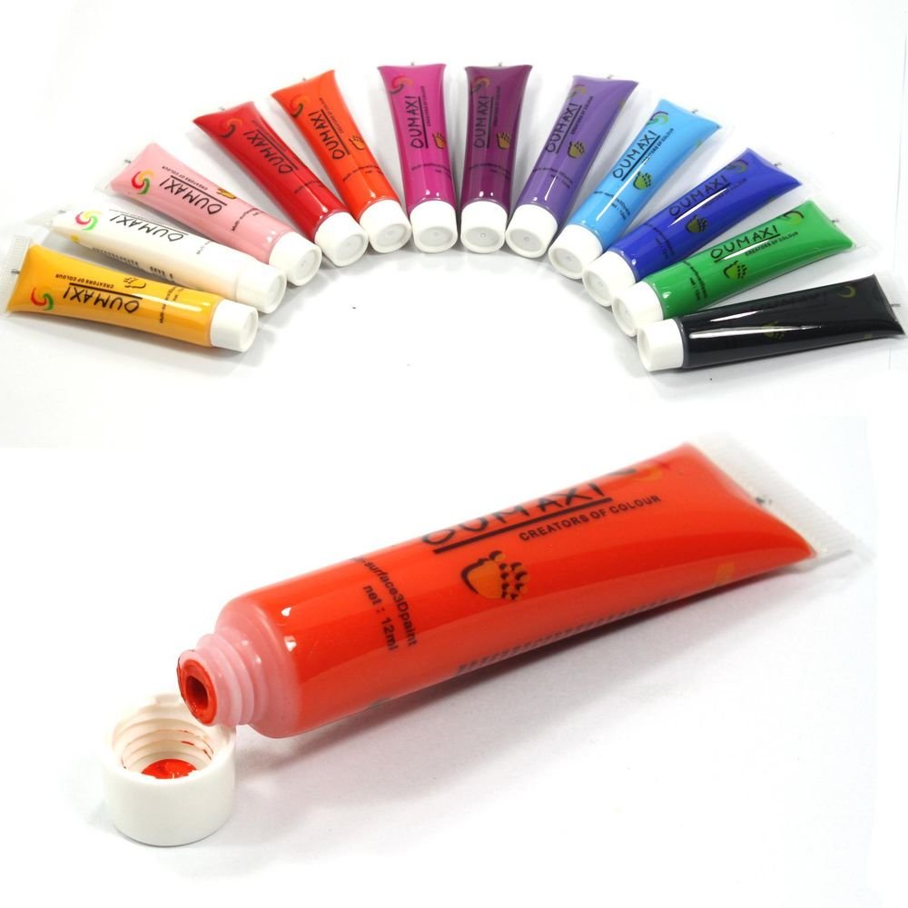 12 Colors 3D Nail Art Paint Tube Draw Painting Acrylic Nail Art Tip UV Gel Y99