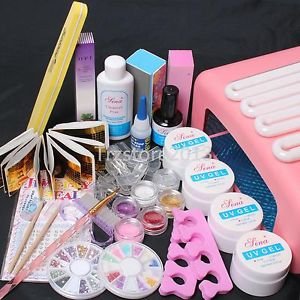 New 36W UV Dryer Lamp Timer Block Sanding French Nail Art Tips Gel Tools DIY Kit