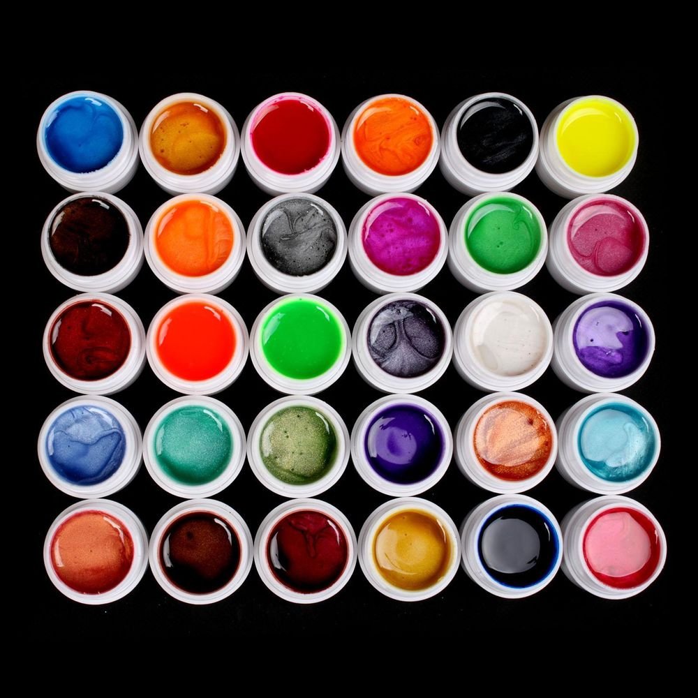 Hot Professional 30 Color Pearl UV Builder Gel Acrylic Nail Polish Tips Art Kit