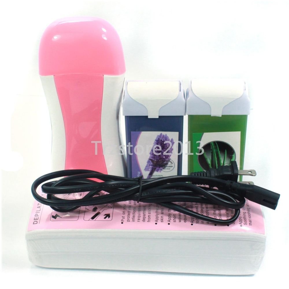 Hair Removal Roll-On Depilatory Heater Wax Warmer Paper Kit Tools Aloe Lavender