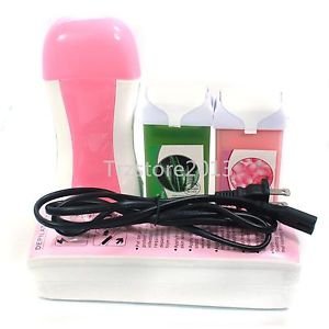 Hot Hair Removal Roll-On Depilatory Heater Wax Warmer Paper Kit Tools Aloe Rose