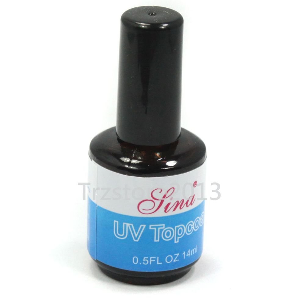 Nail Art UV Topcoat Non Sticky Top Coat Seal Glue Acrylic Gel Polish Gloss Brush