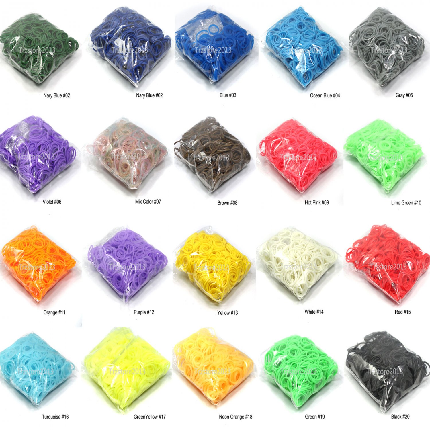 600 Pcs DIY Rainbow Rubber Refill Loom Bands 25 Clip Kit Set 20 Color For Choose