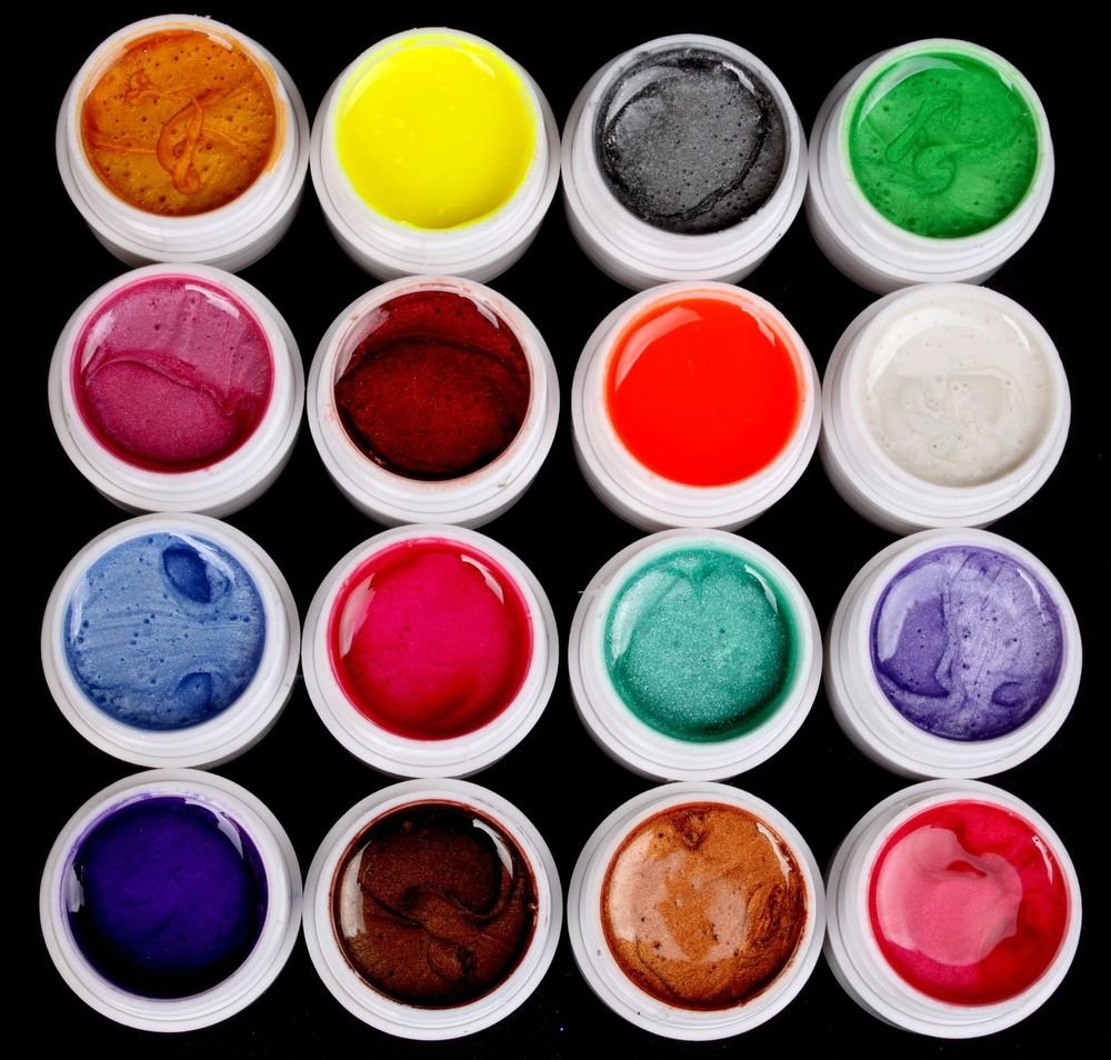 Hot 16 Color Pearl UV Builder Gel Acrylic Nail Tips Art Beauty Salon Tools Set