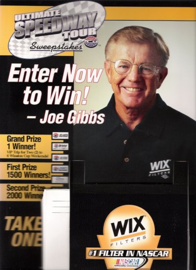 Joe Gibbs 2003 Vintage NASCAR Store Display Counter Standee, Poster, Entry Forms Unused