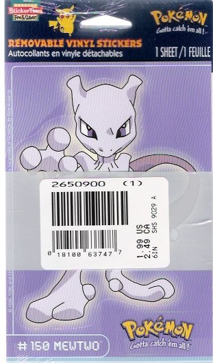 Pokemon Mewtwo purple stickers 1999 mint in package
