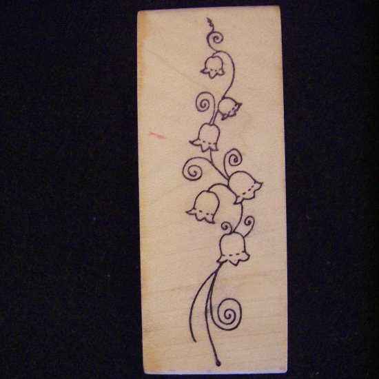 Magenta Flower Vine Rubber Stamp Wood Mounted