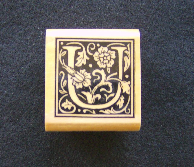 All Night Media U Ornate Alphabet Letter Rubber Stamp New Retired Wood Mounted