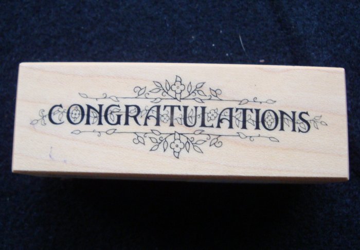PSX D-458 Congratulations Floral Border Rubber Stamp New 1984