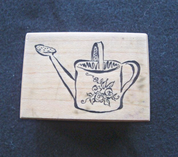 PSX D-2303 Watering Can Wood Mounted Rubber Stamp Gently Used