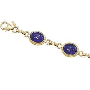 14kt Yellow Gold Genuine Lapis Bracelet