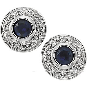 14kt White Gold Sapphire & Diamond Earring