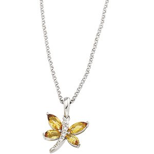14kt White Gold Citrine & Diamond Necklace