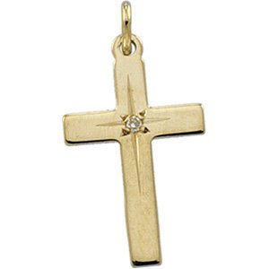 14KT Yellow Gold Cross Diamond Pendant