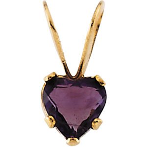14kt Yellow Gold Amethyst Children's Heart Pendant